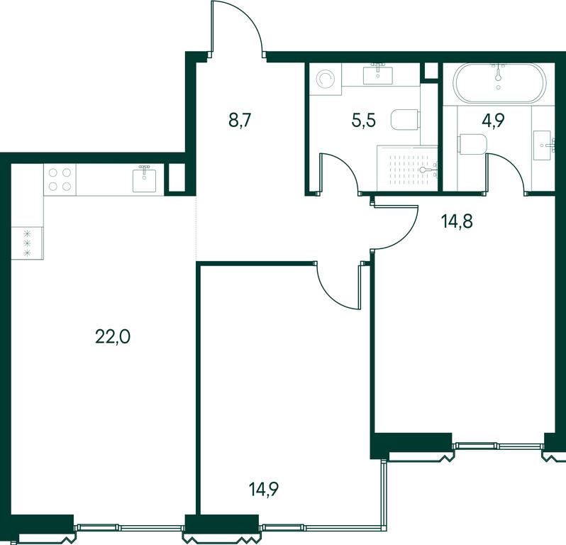 2-BD Apartment Sale, 70.8平方米 at Primavera, Volokolamskoye Highway, вл67, Moscow, Russia #2 2-BD Apartment Sale, 70.8平方米 at Primavera, Volokolamskoye Highway, вл67, Moscow, Russia #2