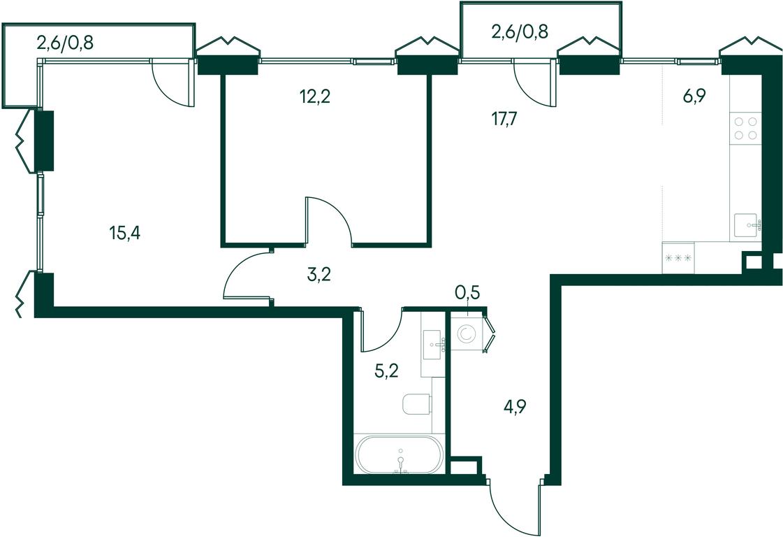 2-BD Apartment Sale, 67.6 sq. m. at Primavera, Volokolamskoye Highway, вл67, Moscow, Russia #1