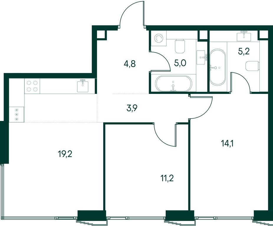2-BD Apartment Sale, 63.4 sq. m. at Primavera, Volokolamskoye Highway, вл67, Moscow, Russia #2