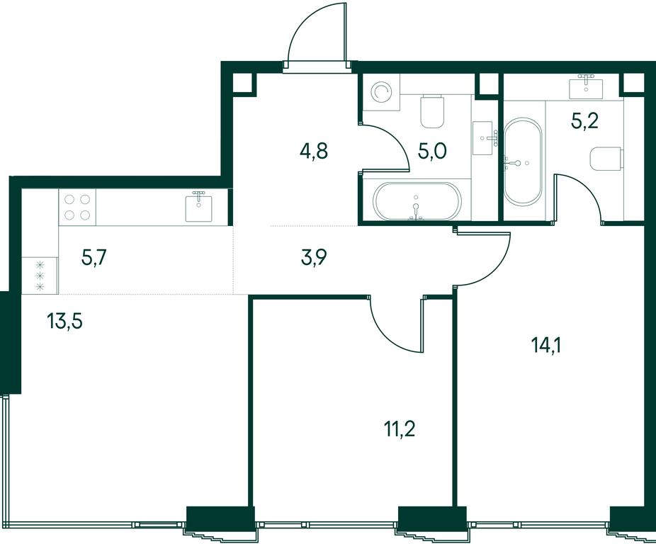 2-BD Apartment Sale, 63.4 sq. m. at Primavera, Volokolamskoye Highway, вл67, Moscow, Russia #1