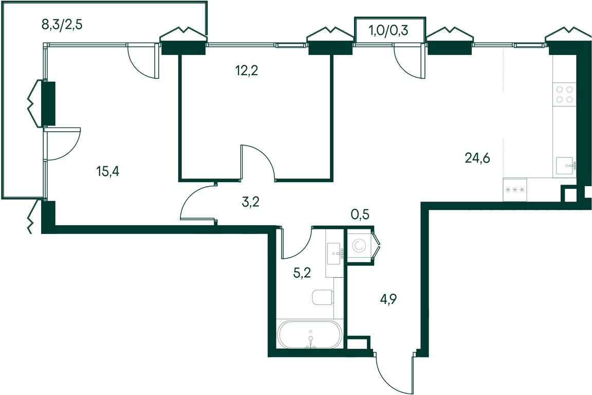 2-BD Apartment Sale, 68.8 sq. m. at Primavera, Volokolamskoye Highway, вл67, Moscow, Russia #2 2-BD Apartment Sale, 68.8 sq. m. at Primavera, Volokolamskoye Highway, вл67, Moscow, Russia #2