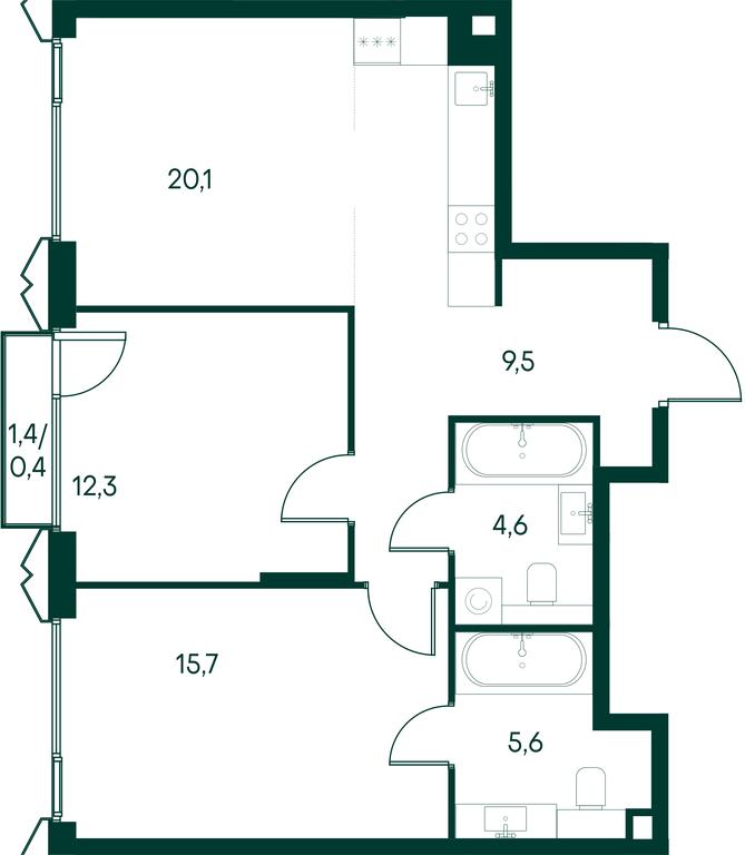 2-BD Apartment Sale, 68.2平方米 at Primavera, Volokolamskoye Highway, вл67, Moscow, Russia #2 2-BD Apartment Sale, 68.2平方米 at Primavera, Volokolamskoye Highway, вл67, Moscow, Russia #2