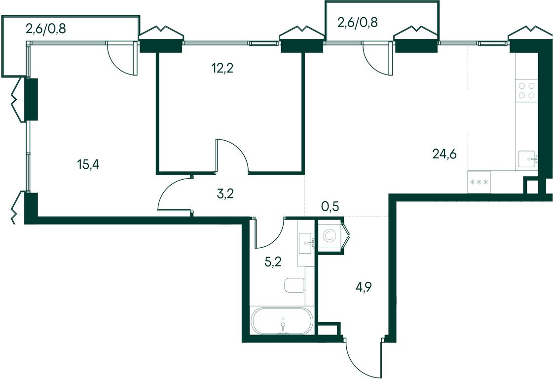 2-BD Apartment Sale, 67.6平方米 at Primavera, Volokolamskoye Highway, вл67, Moscow, Russia #2 2-BD Apartment Sale, 67.6平方米 at Primavera, Volokolamskoye Highway, вл67, Moscow, Russia #2
