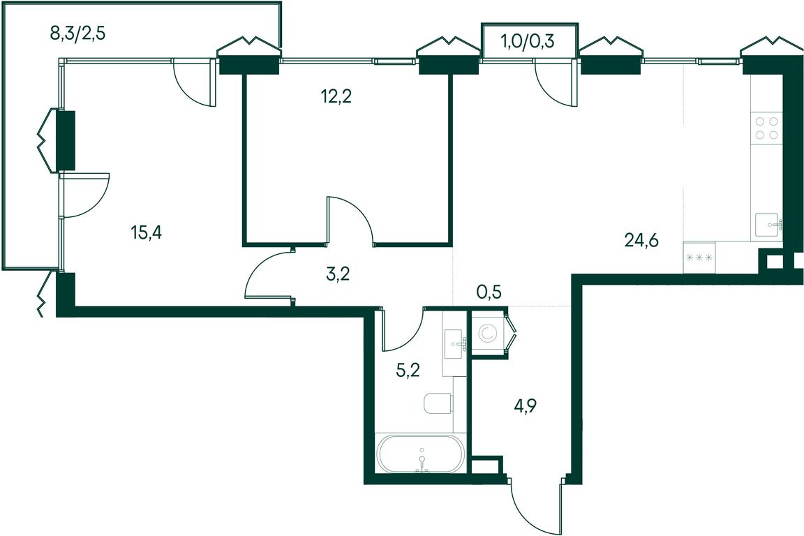 2-BD Apartment Sale, 68.8平方米 at Primavera, Volokolamskoye Highway, вл67, Moscow, Russia #2 2-BD Apartment Sale, 68.8平方米 at Primavera, Volokolamskoye Highway, вл67, Moscow, Russia #2