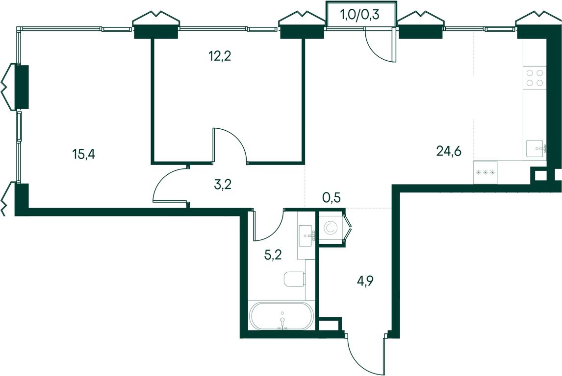 2-BD Apartment Sale, 66.3 sq. m. at Primavera, Volokolamskoye Highway, вл67, Moscow, Russia #2 2-BD Apartment Sale, 66.3 sq. m. at Primavera, Volokolamskoye Highway, вл67, Moscow, Russia #2