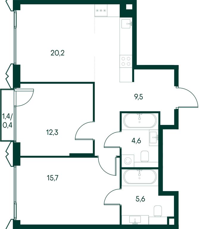 2-BD Apartment Sale, 68.3平方米 at Primavera, Volokolamskoye Highway, вл67, Moscow, Russia #2 2-BD Apartment Sale, 68.3平方米 at Primavera, Volokolamskoye Highway, вл67, Moscow, Russia #2