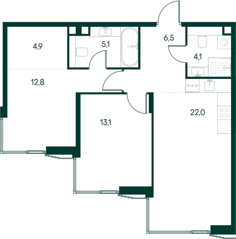 2-BD Apartment Sale, 68.5 sq. m. at Primavera, Volokolamskoye Highway, вл67, Moscow, Russia #1