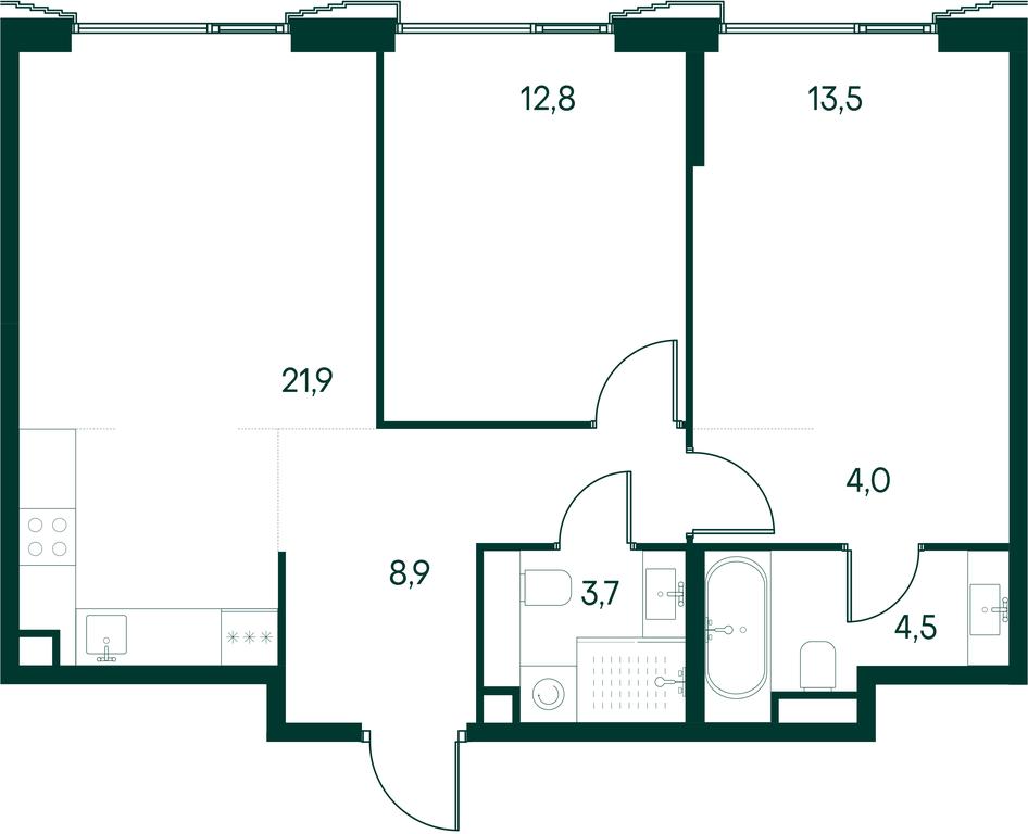 2-BD Apartment Sale, 69.3 sq. m. at Primavera, Volokolamskoye Highway, вл67, Moscow, Russia #2