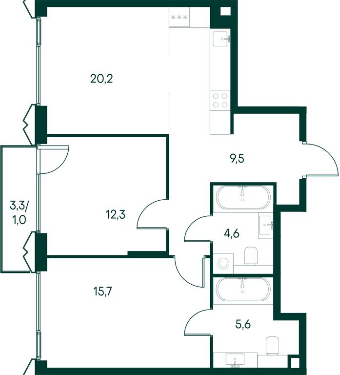 2-BD Apartment Sale, 68.9 sq. m. at Primavera, Volokolamskoye Highway, вл67, Moscow, Russia #2 2-BD Apartment Sale, 68.9 sq. m. at Primavera, Volokolamskoye Highway, вл67, Moscow, Russia #2