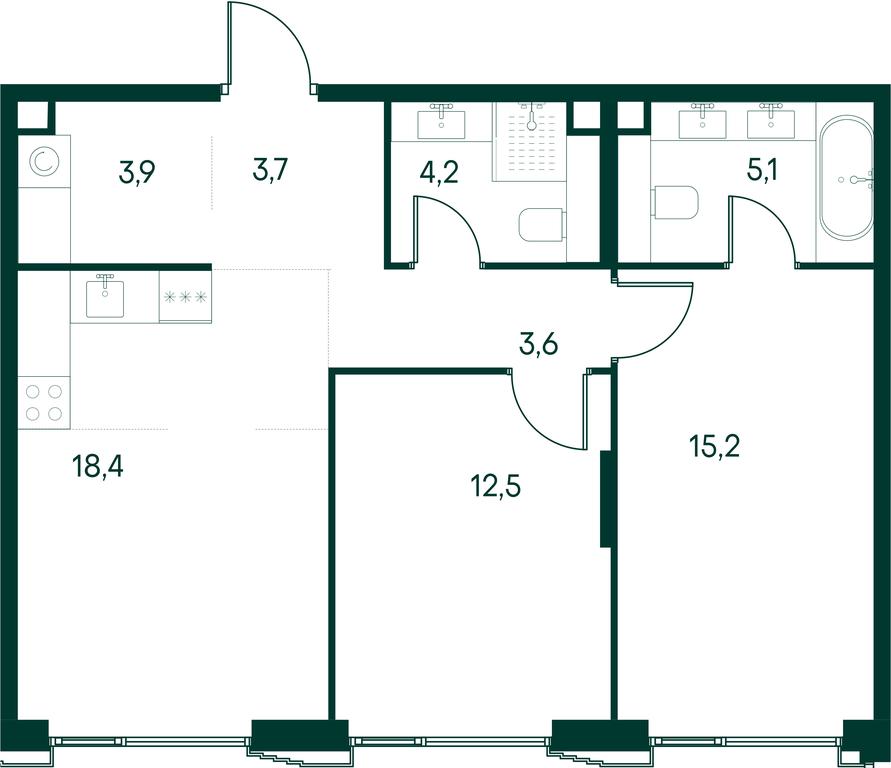 2-BD Apartment Sale, 66.6平方米 at Primavera, Volokolamskoye Highway, вл67, Moscow, Russia #2 2-BD Apartment Sale, 66.6平方米 at Primavera, Volokolamskoye Highway, вл67, Moscow, Russia #2