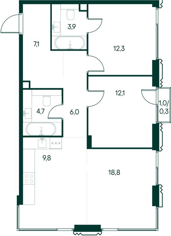 3-BD Apartment Sale, 75 sq. m. at Primavera, Volokolamskoye Highway, вл67, Moscow, Russia #1