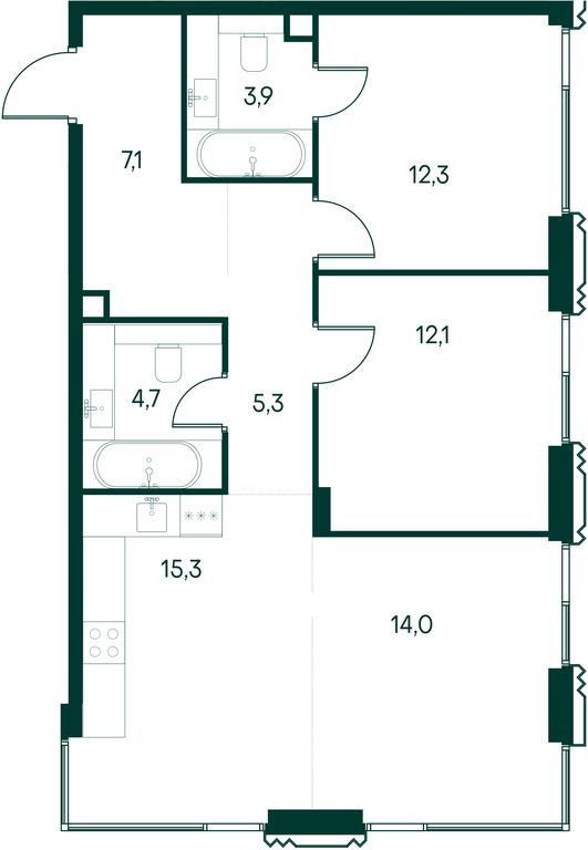 3-BD Apartment Sale, 74.7 sq. m. at Primavera, Volokolamskoye Highway, вл67, Moscow, Russia #2