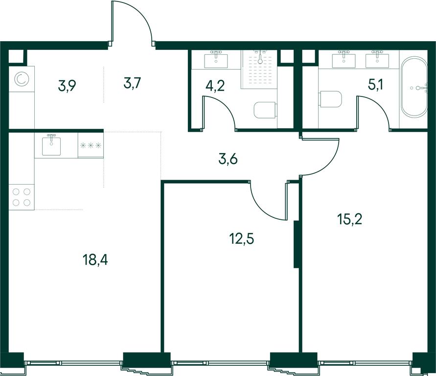 2-BD Apartment Sale, 66.6平方米 at Primavera, Volokolamskoye Highway, вл67, Moscow, Russia #2 2-BD Apartment Sale, 66.6平方米 at Primavera, Volokolamskoye Highway, вл67, Moscow, Russia #2