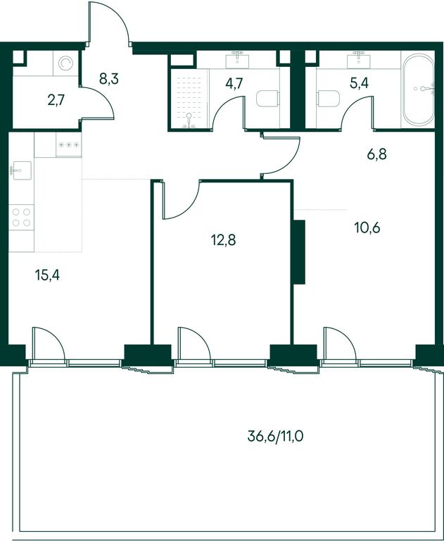 2-BD Apartment Sale, 77.7平方米 at Primavera, Volokolamskoye Highway, вл67, Moscow, Russia #2