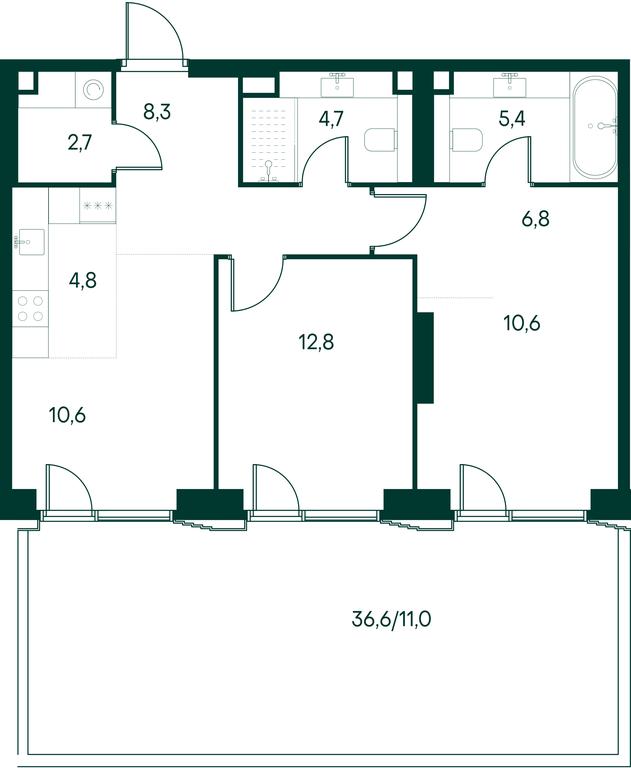 2-BD Apartment Sale, 77.7平方米 at Primavera, Volokolamskoye Highway, вл67, Moscow, Russia #1