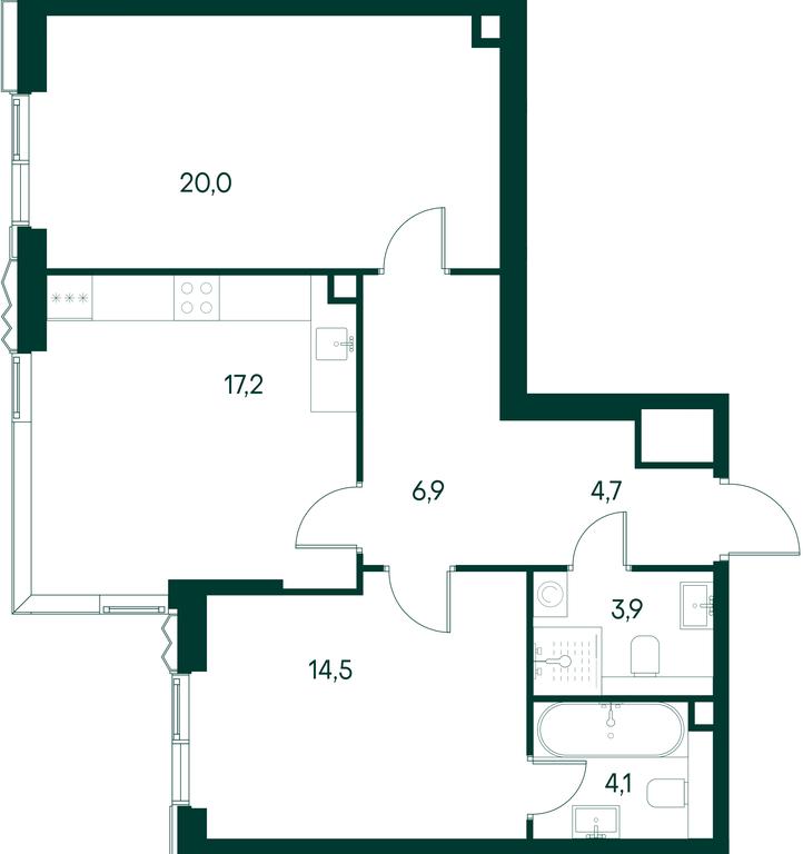 2-BD Apartment Sale, 71.3 sq. m. at Primavera, Volokolamskoye Highway, вл67, Moscow, Russia #2
