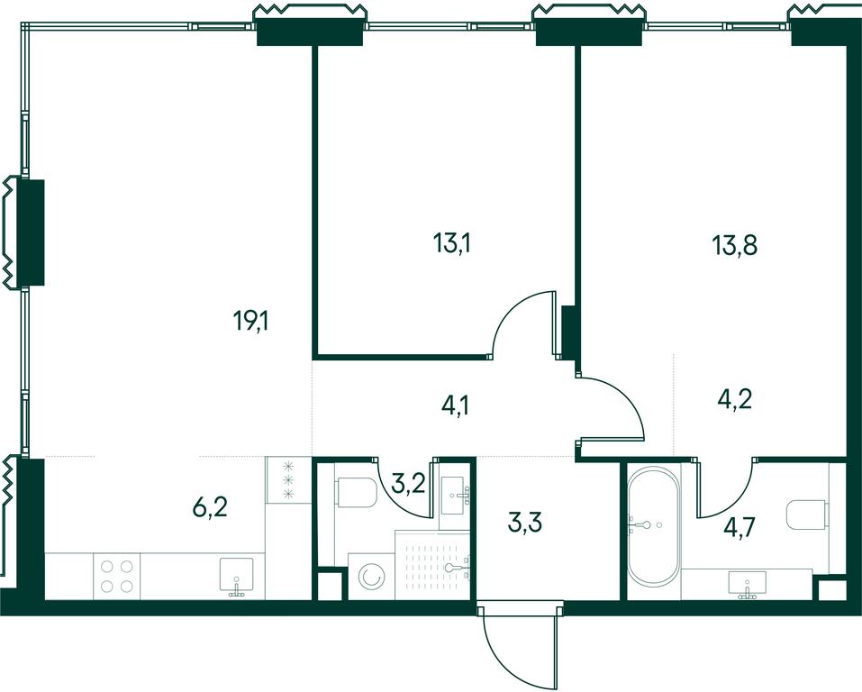 2-BD Apartment Sale, 71.7 sq. m. at Primavera, Volokolamskoye Highway, вл67, Moscow, Russia #1