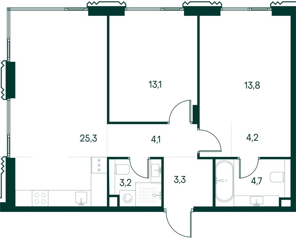 2-BD Apartment Sale, 71.7 sq. m. at Primavera, Volokolamskoye Highway, вл67, Moscow, Russia #2