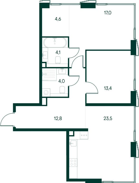 2-BD Apartment Sale, 79.4 sq. m. at Primavera, Volokolamskoye Highway, вл67, Moscow, Russia #1