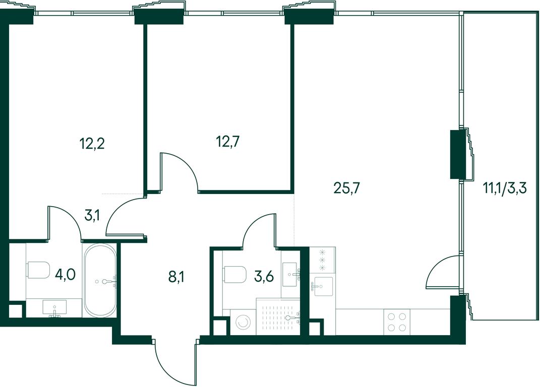 2-BD Apartment Sale, 72.7平方米 at Primavera, Volokolamskoye Highway, вл67, Moscow, Russia #2 2-BD Apartment Sale, 72.7平方米 at Primavera, Volokolamskoye Highway, вл67, Moscow, Russia #2