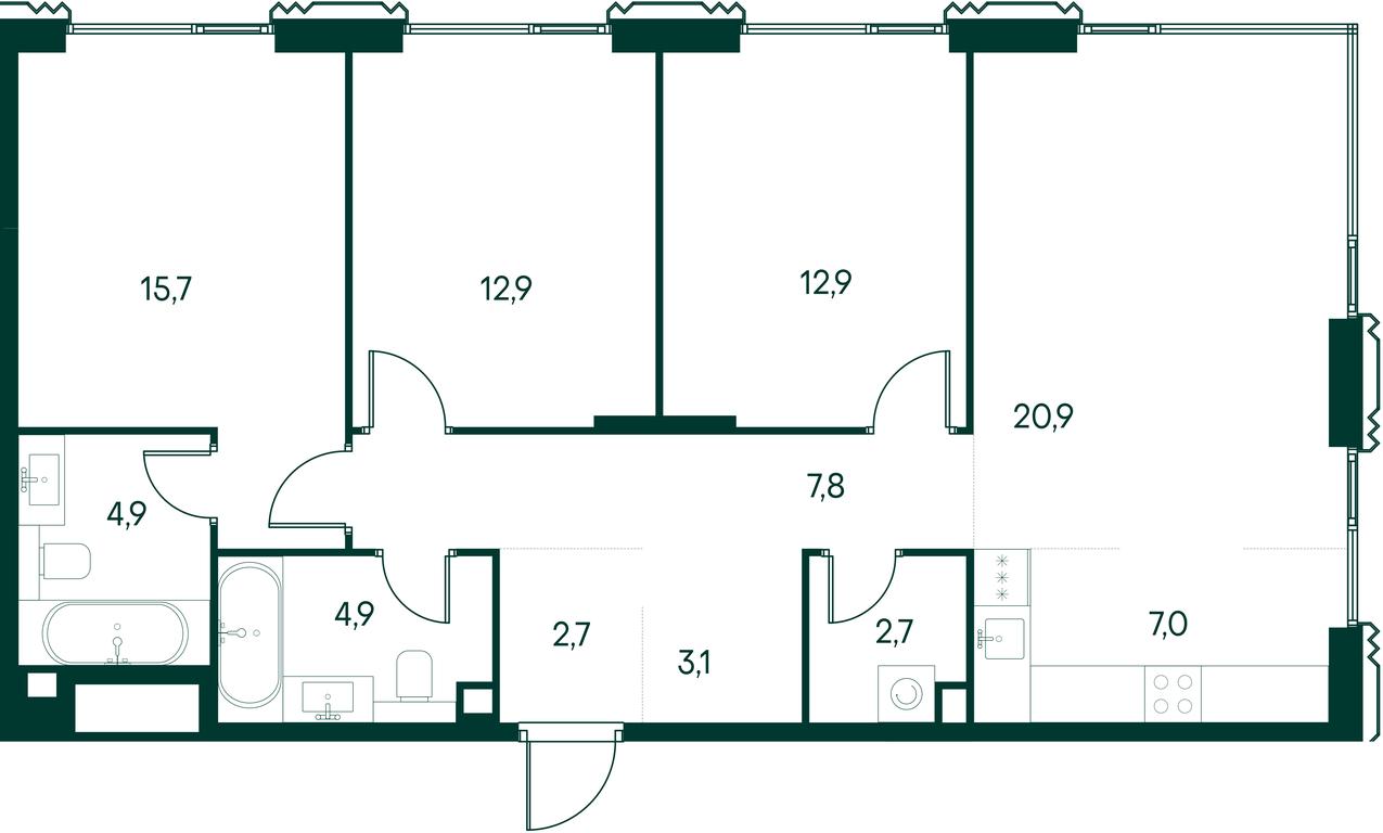 3-BD Apartment Sale, 95.5 sq. m. at Primavera, Volokolamskoye Highway, вл67, Moscow, Russia #1