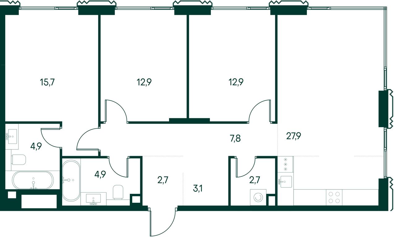 3-BD Apartment Sale, 95.5 sq. m. at Primavera, Volokolamskoye Highway, вл67, Moscow, Russia #2