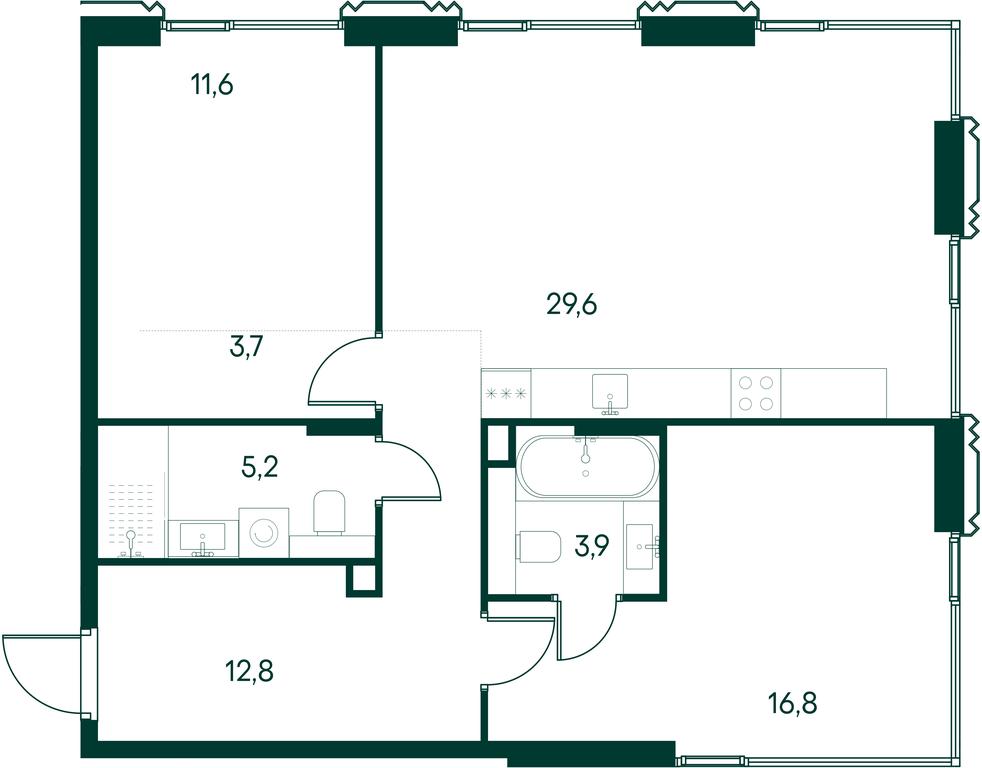 2-BD Apartment Sale, 83.6平方米 at Primavera, Volokolamskoye Highway, вл67, Moscow, Russia #1