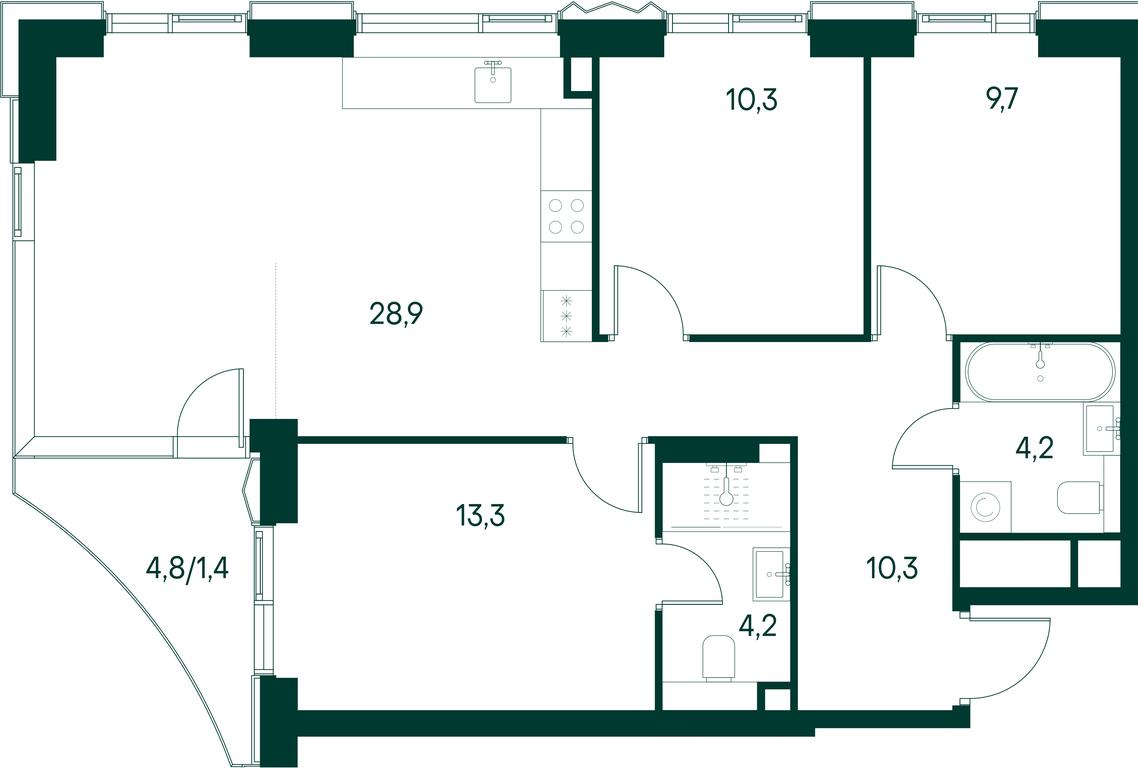 3-BD Apartment Sale, 82.3平方米 at Primavera, Volokolamskoye Highway, вл67, Moscow, Russia #2 3-BD Apartment Sale, 82.3平方米 at Primavera, Volokolamskoye Highway, вл67, Moscow, Russia #2
