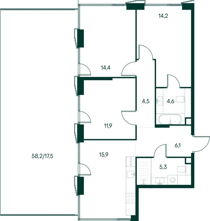 3-BD Apartment Sale, 94.4平方米 at Primavera, Volokolamskoye Highway, вл67, Moscow, Russia #2 3-BD Apartment Sale, 94.4平方米 at Primavera, Volokolamskoye Highway, вл67, Moscow, Russia #2