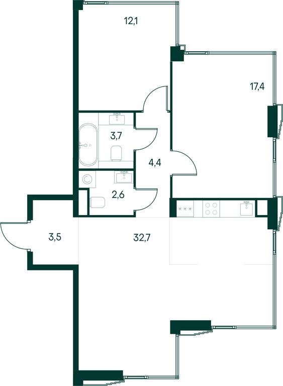 2-BD Apartment Sale, 76.4平方米 at Primavera, Volokolamskoye Highway, вл67, Moscow, Russia #2 2-BD Apartment Sale, 76.4平方米 at Primavera, Volokolamskoye Highway, вл67, Moscow, Russia #2