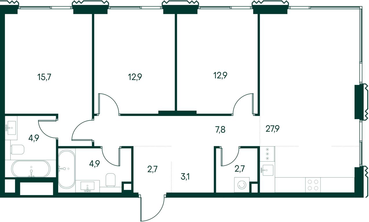 3-BD Apartment Sale, 95.5平方米 at Primavera, Volokolamskoye Highway, вл67, Moscow, Russia #2 3-BD Apartment Sale, 95.5平方米 at Primavera, Volokolamskoye Highway, вл67, Moscow, Russia #2