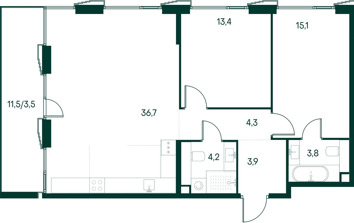 2-BD Apartment Sale, 84.9 sq. m. at Primavera, Volokolamskoye Highway, вл67, Moscow, Russia #2 2-BD Apartment Sale, 84.9 sq. m. at Primavera, Volokolamskoye Highway, вл67, Moscow, Russia #2