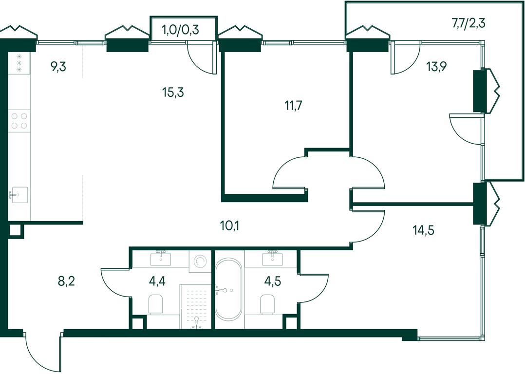 3-BD Apartment Sale, 94.4 sq. m. at Primavera, Volokolamskoye Highway, вл67, Moscow, Russia #1