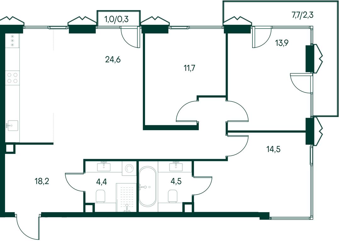 3-BD Apartment Sale, 94.4 sq. m. at Primavera, Volokolamskoye Highway, вл67, Moscow, Russia #2