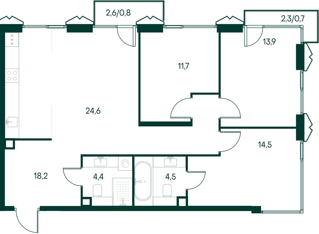 3-BD Apartment Sale, 93.3平方米 at Primavera, Volokolamskoye Highway, вл67, Moscow, Russia #2 3-BD Apartment Sale, 93.3平方米 at Primavera, Volokolamskoye Highway, вл67, Moscow, Russia #2