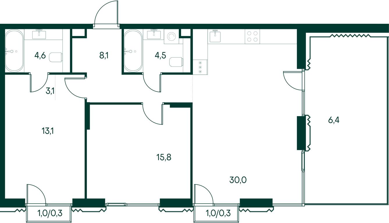 2-BD Apartment Sale, 86.2 sq. m. at Primavera, Volokolamskoye Highway, вл67, Moscow, Russia #1
