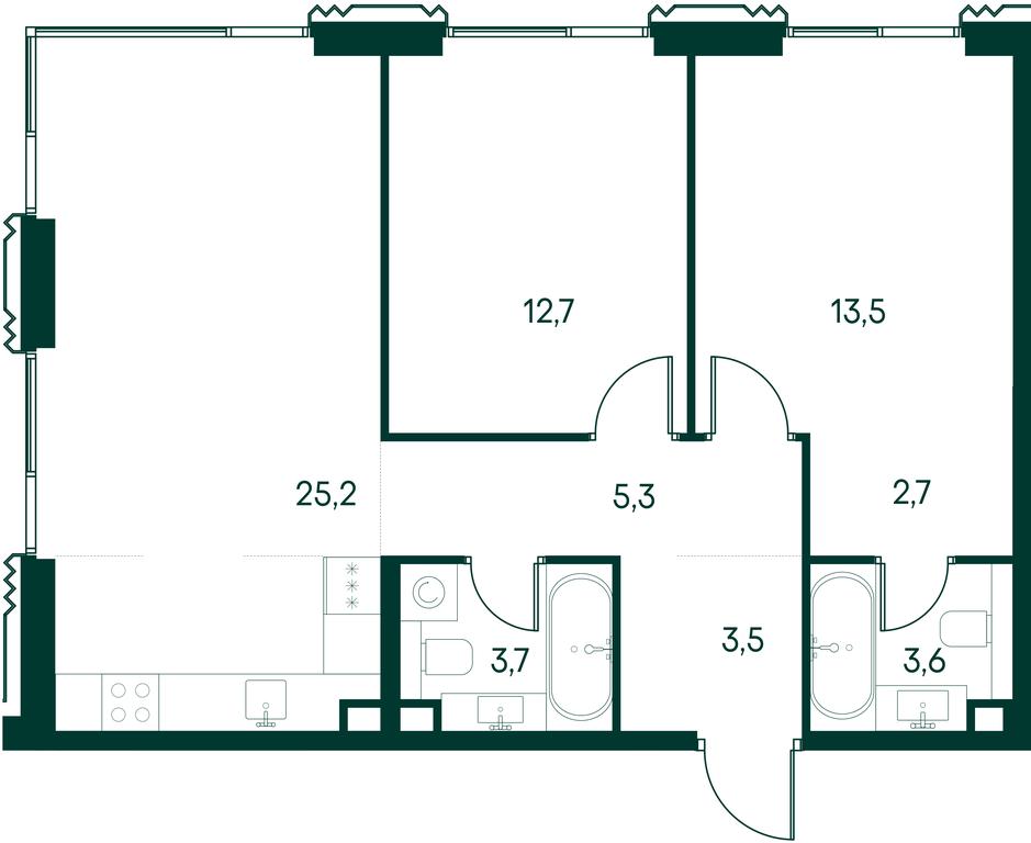 2-BD Apartment Sale, 70.2平方米 at Primavera, Volokolamskoye Highway, вл67, Moscow, Russia #2 2-BD Apartment Sale, 70.2平方米 at Primavera, Volokolamskoye Highway, вл67, Moscow, Russia #2