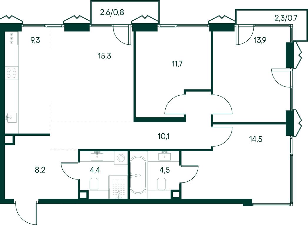 3-BD Apartment Sale, 93.3 sq. m. at Primavera, Volokolamskoye Highway, вл67, Moscow, Russia #1