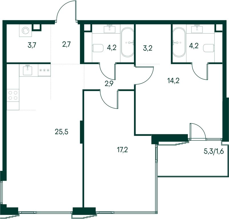 2-BD Apartment Sale, 79.4平方米 at Primavera, Volokolamskoye Highway, вл67, Moscow, Russia #2 2-BD Apartment Sale, 79.4平方米 at Primavera, Volokolamskoye Highway, вл67, Moscow, Russia #2