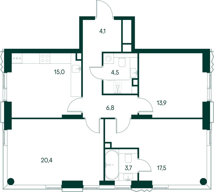 3-BD Apartment Sale, 85.9 sq. m. at Primavera, Volokolamskoye Highway, вл67, Moscow, Russia #2 3-BD Apartment Sale, 85.9 sq. m. at Primavera, Volokolamskoye Highway, вл67, Moscow, Russia #2