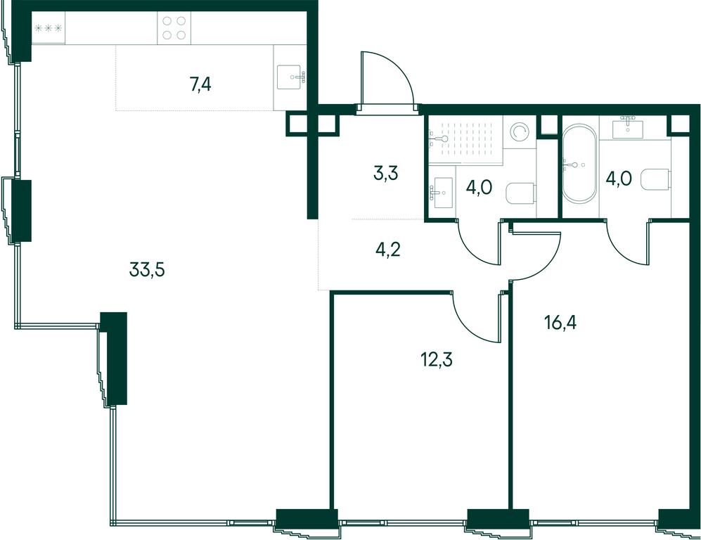 2-BD Apartment Sale, 85.1 sq. m. at Primavera, Volokolamskoye Highway, вл67, Moscow, Russia #1