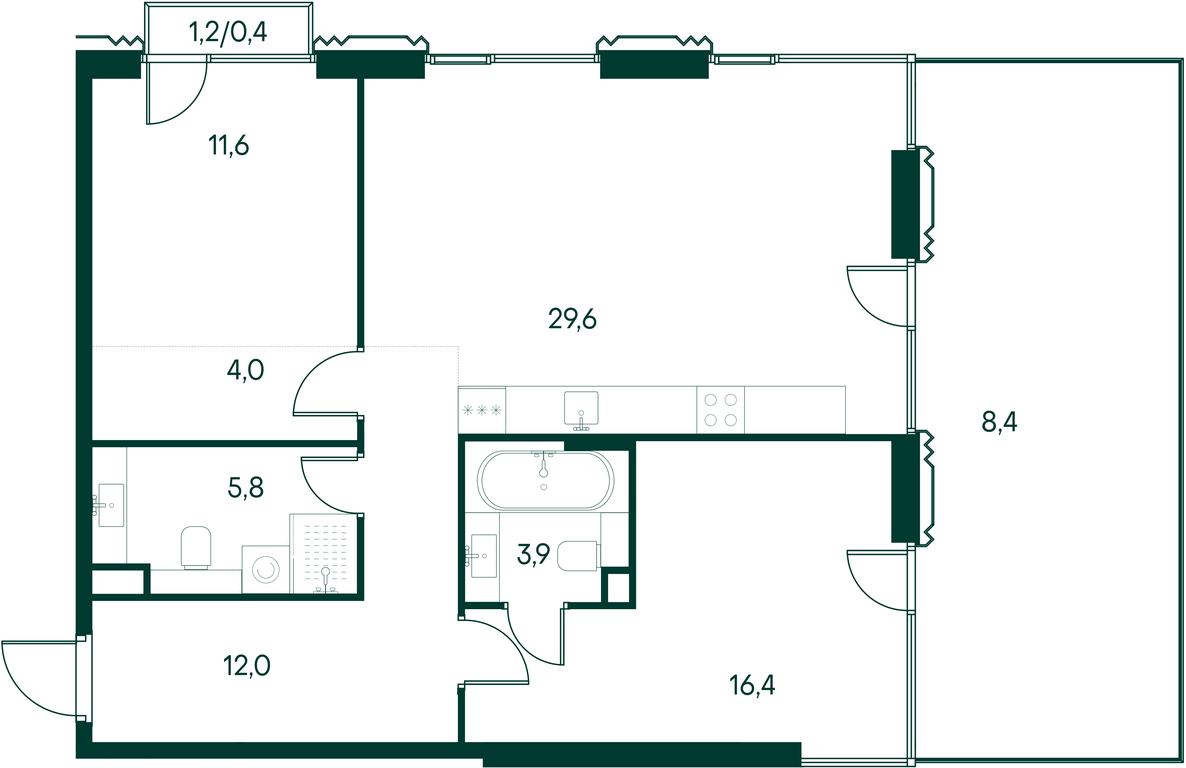 2-BD Apartment Sale, 92.1 sq. m. at Primavera, Volokolamskoye Highway, вл67, Moscow, Russia #1