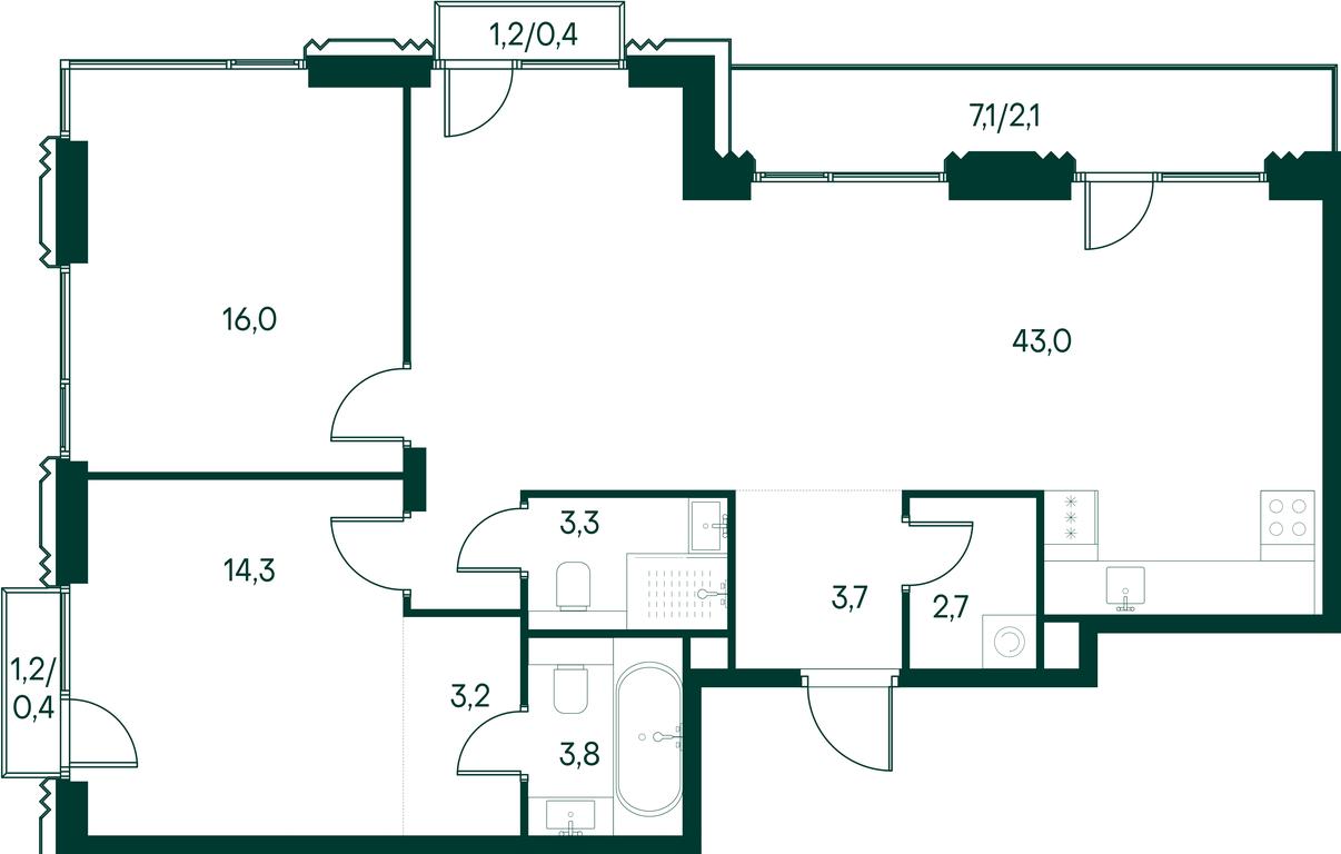 2-BD Apartment Sale, 92.9 sq. m. at Primavera, Volokolamskoye Highway, вл67, Moscow, Russia #1