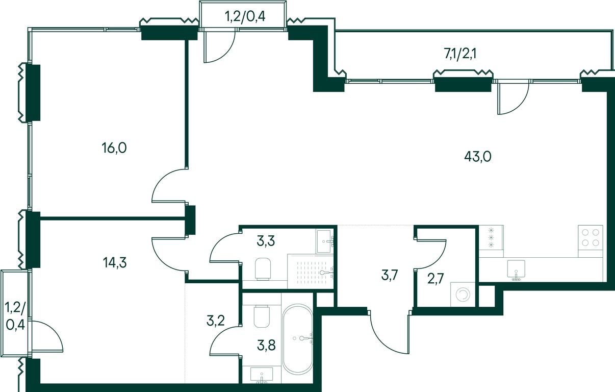 2-BD Apartment Sale, 92.9 sq. m. at Primavera, Volokolamskoye Highway, вл67, Moscow, Russia #2