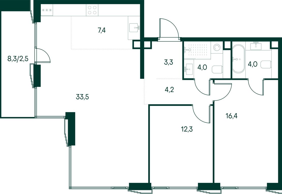 2-BD Apartment Sale, 87.6平方米 at Primavera, Volokolamskoye Highway, вл67, Moscow, Russia #1