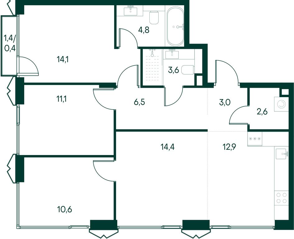 3-BD Apartment Sale, 84 sq. m. at Primavera, Volokolamskoye Highway, вл67, Moscow, Russia #1