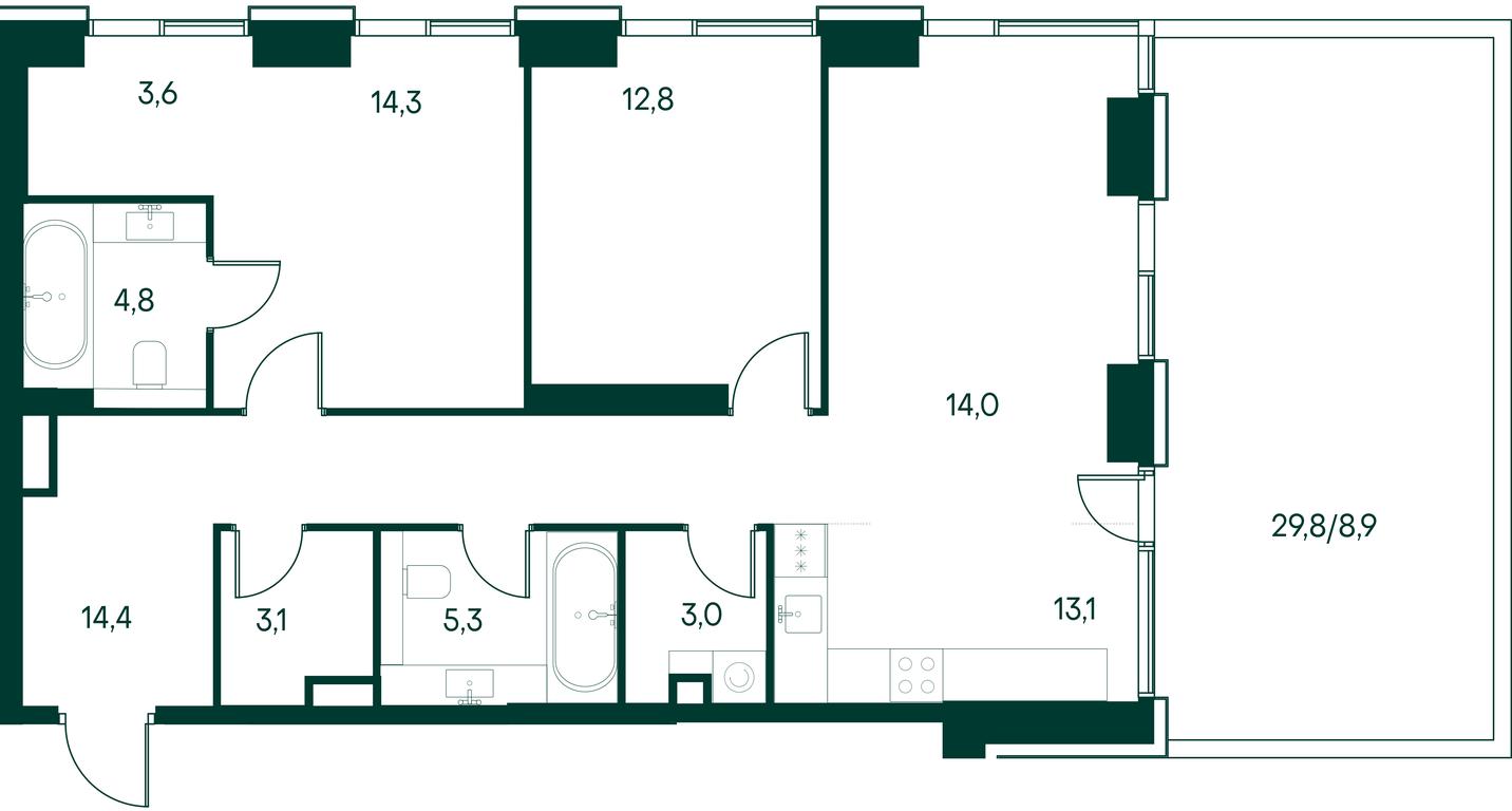 3-BD Apartment Sale, 97.3平方米 at Primavera, Volokolamskoye Highway, вл67, Moscow, Russia #2 3-BD Apartment Sale, 97.3平方米 at Primavera, Volokolamskoye Highway, вл67, Moscow, Russia #2