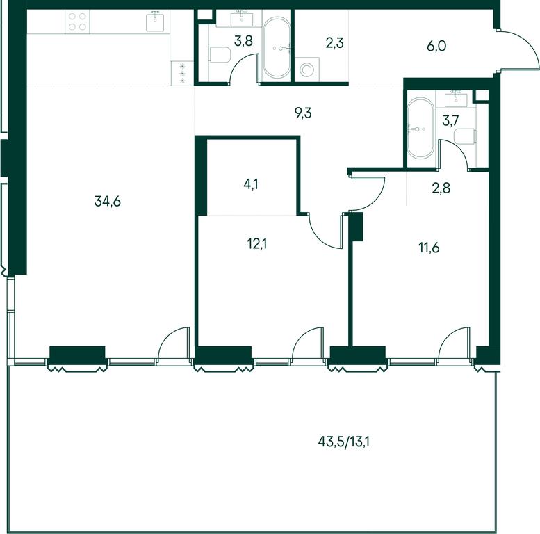 2-BD Apartment Sale, 103.4 sq. m. at Primavera, Volokolamskoye Highway, вл67, Moscow, Russia #2 2-BD Apartment Sale, 103.4 sq. m. at Primavera, Volokolamskoye Highway, вл67, Moscow, Russia #2