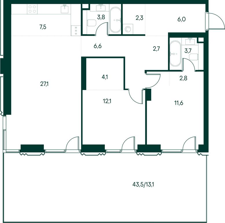 2-BD Apartment Sale, 103.4 sq. m. at Primavera, Volokolamskoye Highway, вл67, Moscow, Russia #1 2-BD Apartment Sale, 103.4 sq. m. at Primavera, Volokolamskoye Highway, вл67, Moscow, Russia #1