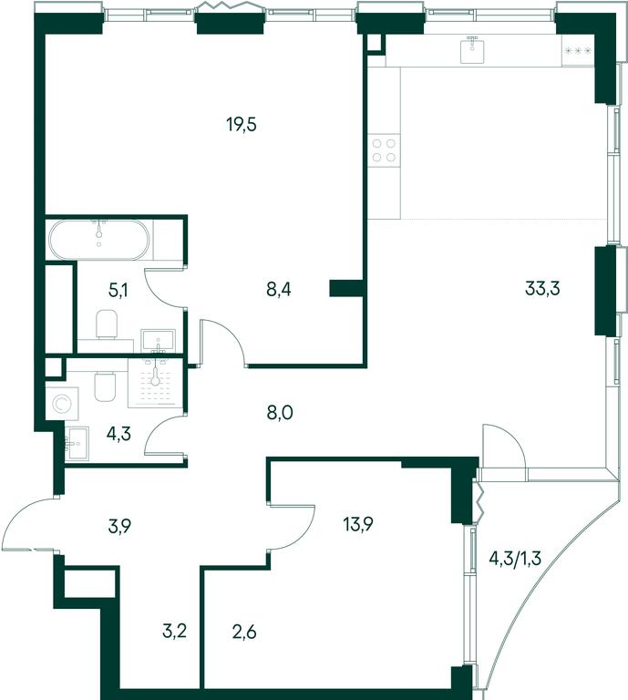 2-BD Apartment Sale, 103.5 sq. m. at Primavera, Volokolamskoye Highway, вл67, Moscow, Russia #2 2-BD Apartment Sale, 103.5 sq. m. at Primavera, Volokolamskoye Highway, вл67, Moscow, Russia #2